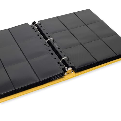 Image of Vault X Slim Ring Binder, 540 Cards, fits 9 Pocket Pages, Exo-Tec Material, 3 D-Ring Folder, for Trading Cards (Yellow)