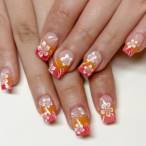 Uñas postizas cuadradas con puntas francesas, pegamentos para pegar en flores postizas artificiales para mujer, pegamento acrílico transparente