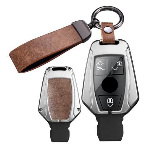 Coque de clé Mercedes en métal et cuir de haute qualité ontto pour Classe C