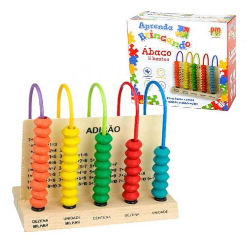 Ábaco Infantil Educativo 5 Colunas Escolar Brinquedo Madeira DMT6495 - Dm Toys