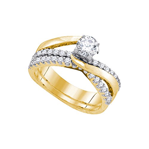 DazzlingRock Collection Diamante de 1 quilate 1/2 quilate Centro Redondo Novia Set Cover