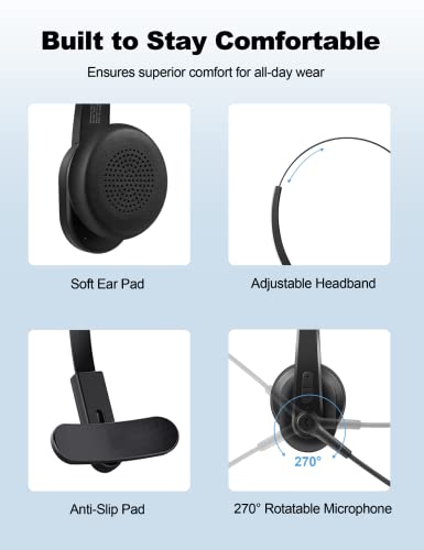 Bluetooth Headset, Sarevile Bluetooth Trucker Headset With Upgraded Microphone Noise Canceling For Trucker, Hand Free Wireless Headset With Adapter For Office Meeting. Widely Compatible For Computer … #TOP2
