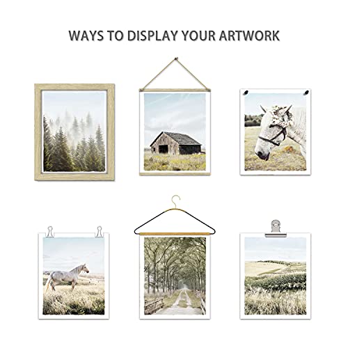 Countryside Landscape Pictures Wall Art - Rustic Farmhouse Barn Prints White Horse Photograph Misty Forest Grassland Nature Artwork For Home Decor, Unframed, 8X10 Inches, Set Of 6 #TOP5