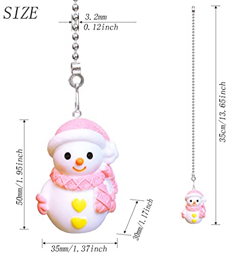 Image of 12 inch Ceiling Fan Pull Chain Christmas Snowman Charm Pendant Ceiling Fan Danglers Fan Pulls Chain Extender with Ball Chain Connector for Ceiling Fan Light Decoration (Pink)
