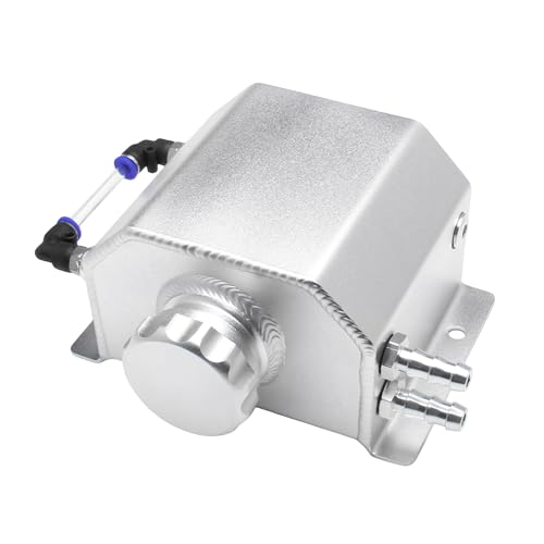MTRPS 1L Coolant Overflow Tank Aluminum Radiator Expansion Tank Recovery Water Tank Bottle Universal Engine Cooling System Reservoir Compatible with Most Cars Trucks Boats (Silver)
