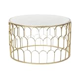 MESA CENTRO HIERRO MARMOL 87X87X51,5 DORADO