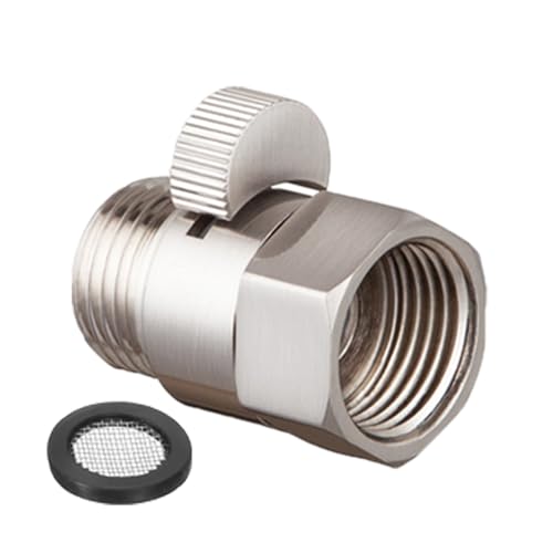 Shower Shut Off Valve, G1/2 Brass Shower Water Restrictor Switch Universal Shower Head Flow Control Valve for Handheld Shower, Bidet Sprayer (Brushed Nickel)
