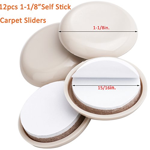 Liyic 24 Combo Pack Self-Stick Furniture Sliders For Carpet,12 Pcs 2-1/8" Self Adhesive Furniture Mover Glides & 12-Pack 1-1/8 Inch Furniture Moving Pads Furniture Glider Carpet Slider Floor Sliders #TOP2