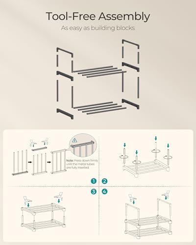 Image of SONGMICS Shoe Rack, 2-Tier Shoe Organizer, Metal Storage Shelf