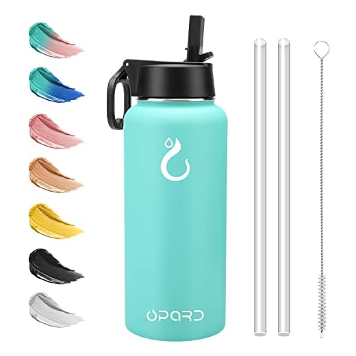 Opard Insulated Water Bottle 32 oz Stainless Steel Vacuum Double Walled Keeps Hot and Cold Sports Metal Water Bottle with Leak Proof BPA Free Straw Lid (Mint)