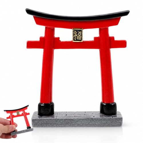 Image of POPETPOP Torii Sculpture Aquarium Decor 4.33In Japanese Fish Tank Ornament Zen Garden Miniature Shinto Shrine for Fish Play and Home Decoration