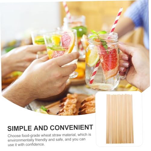 200 pitillos desechables de paja de trigo para bebidas miniatura 4