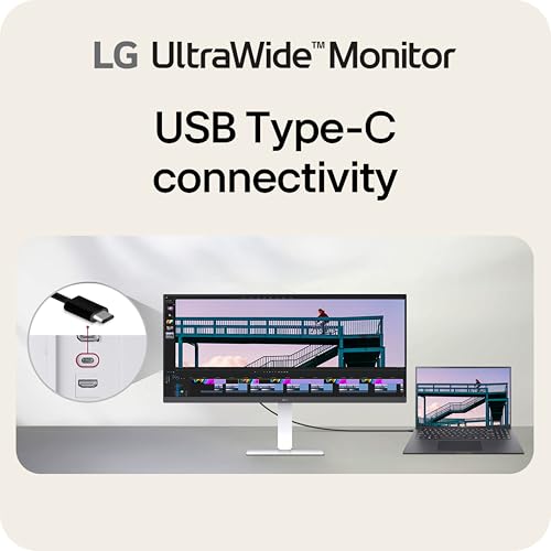 Image of LG 34U530A-W 34-inch UltraWide WFHD (2560 x 1080) IPS Wide Computer Monitor, 100Hz, VESA DisplayHDR 400, HDMI, DisplayPort, USB Type-C, Tilt /Height /Swivel Stand, White