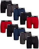 IZOD Men's Underwear - Performance Boxer Briefs with Mesh Functional Fly (10 Pack), Size Large,...