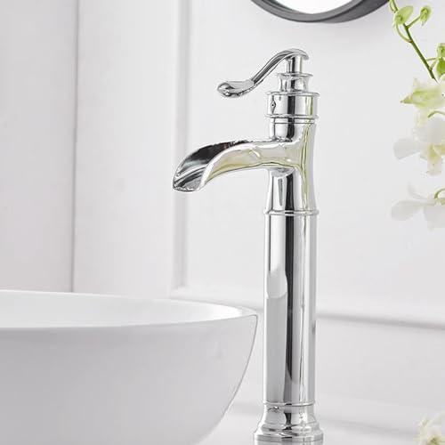Chrome Vessel Sink Faucet Tall Brass Waterfall Faucet for Vessel Sink by BATHLAVISH - Used condition - Image 6