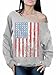 American Flag Distressed 4th July Off the Shoulder Oversized Sweater Sweatshirt