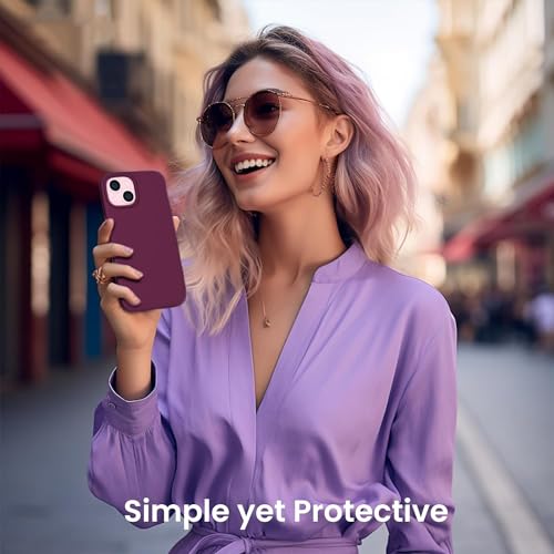 Image of DIZORO Compatible for iPhone 15 Plus Case 6.7, Slim Liquid Silicone Case 3 Layers Full Covered Soft Gel Rubber Phone Case Protective Cover 6.7 Inch - Wine Red