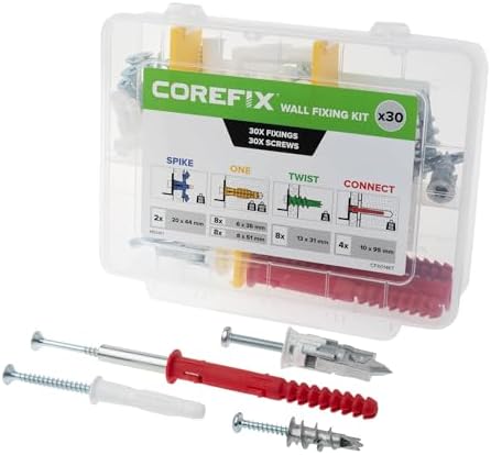 Corefix Complete Wall Fixing Kit (Pack of 30), Self Drilling ...