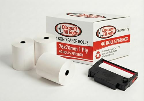 Compatible avec Epson TM-U220 **Tous modèles** 76 x 70 mm 1 pli (Non thermique) - Rouleaux de papier simple épaisseur pour imprimante Dot Matrix & Kitchen - Paquet de...