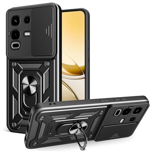 Kukoufey Compatible with Infinix Note 50s 5G Case Cover,with Slide Camera Lens Cover Compatible with Infinix Note 50s 5G+ X6870 Case Black