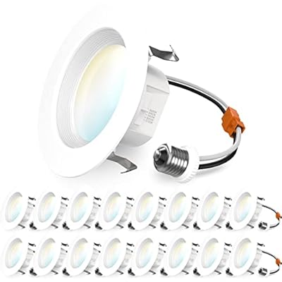 Sunco 16 Pack 5CCT Retrofit LED Recessed Lighting 4 Inch, 2700K/3000K/3500K/4000K/5000K Selectable, Dimmable Can Lights, Baffle Trim, 11W=60W, 660 LM, Damp Rated