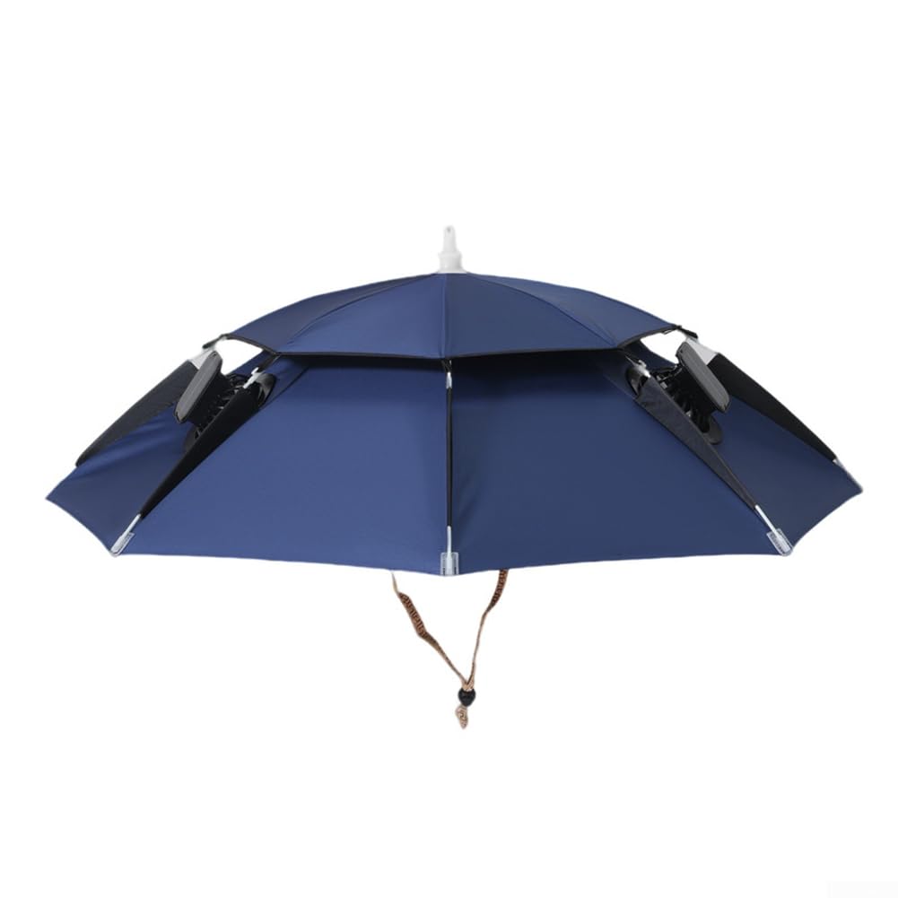 Sombrilla de pesca con ventilador de refrigeración de doble capa con protección UV, plegable, para lago, río, camping, senderismo, deportes al aire libre, adultos, unisex, luz ajustable