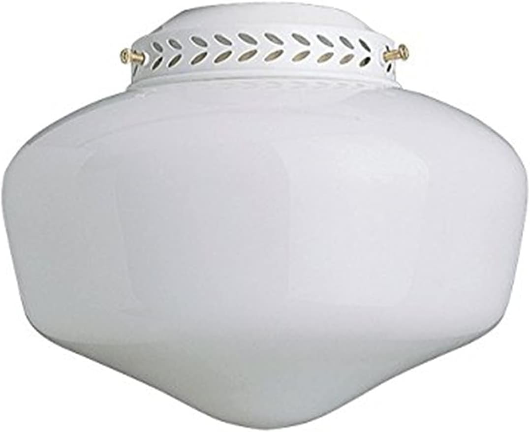 Concord Fans YG-9CG-S-WH 1-13W Fluorescent Light 8-1/8 Schollhouse Glass Fan Light Kit, White