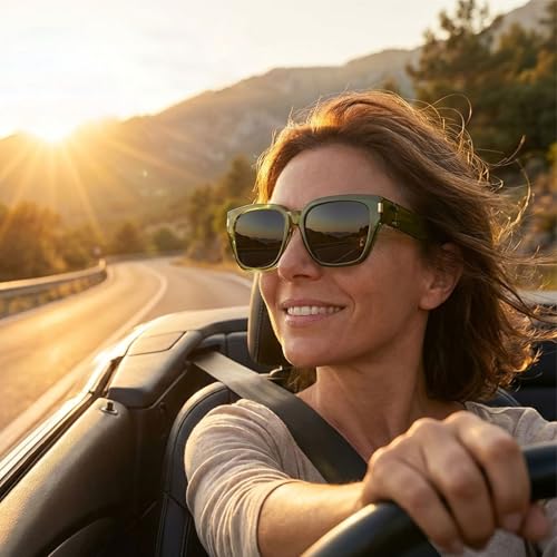 Image of HAOLOTA Polarized Fit Over Glasses Sunglasses for Women Men Trendy Square Wrap Around Shades UV Protection