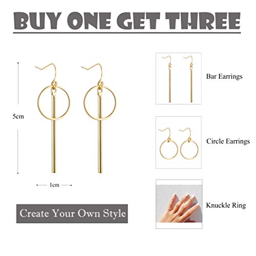 Simple Circle Bar Earrings 18K Gold Big Hoop Stud Minimalist Jewelry For Women Girls #TOP2