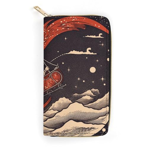 Portefeuille porte-monnaie traîneau pour femme avec grand porte-cartes zippé 19,7x10,5cm