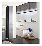 PELIPAL - Velo - Hochschrank, 30 cm, 2-türig, 1 hoher Schubkasten, 3 Einlegeböden - Badmöbel in Anthrazit Hochglanz/Anthrazit Dekor