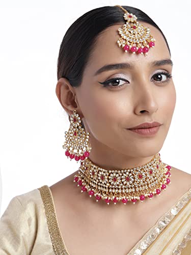 Image of Peora Crystal Faux Pearl Necklace & Jewellery Set Gift for Women