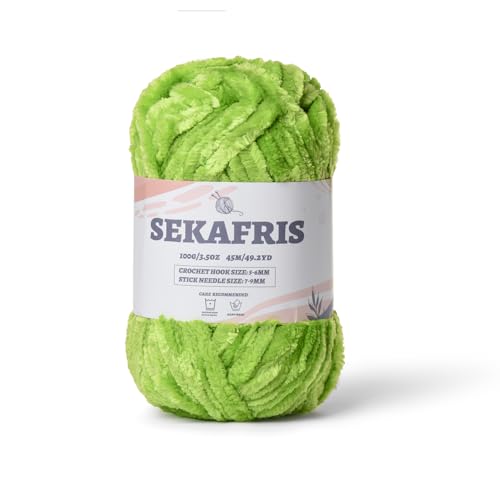 Sekafris Chenille Velvet Soft Yarn Emerald Green 1 Pack