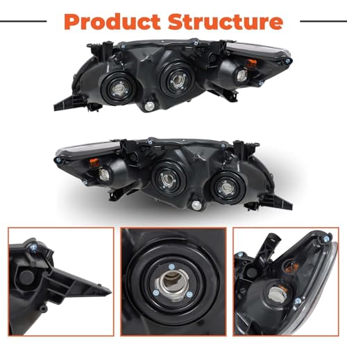 labwork Headlight Headlamp Assembly Replacement for Corolla 2011 2012 2013 Projector Black Lamps Driver and Passenger Side by labwork - Image 5
