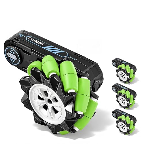 Image of Green RC Stunt Car Wheel Replacement Set of 4, Durable Spare Tire Kit for Kids Remote Control Toy Vehicle, Easy-Install Repair Parts for RC Car Accessories