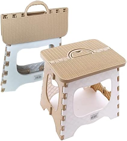 QSYW Folding Step Stool Compact Plastic Foldable Step Stool Holds Up to 300 lbs,12 inches,30cm,Non-Slip(Brown) 1PCS