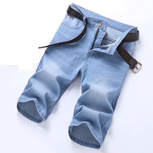 Short en jean stretch pour homme coupe droite en denim d'été