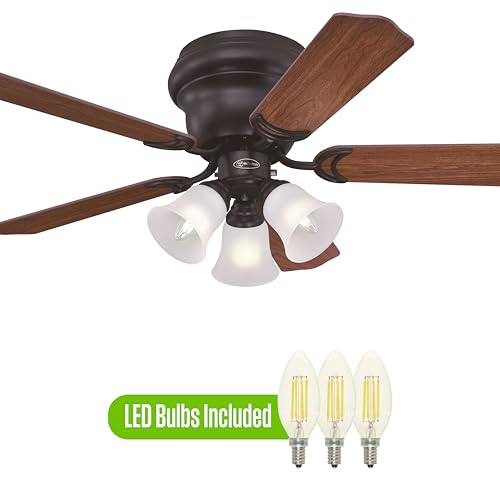 Westinghouse Contempra Trio 42 Inch Ceiling Fan with Light, Indoor Oil Rubbed Bronze Ceiling Fan for Small Rooms, Reversible Blades Dark Cherry/Walnut, LED Bulbs Included by Westinghouse - Image 7