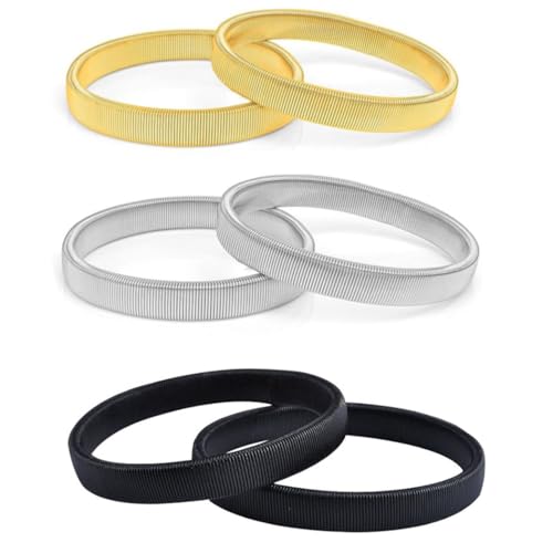 ZHAOYCSH 3 Paar Ärmelhalter für Damen & Herren - Anti-Rutsch Metall-Armband mit Elastischer Passform | Hemdhalter für Langarm-Shirts & Blusen | Verhindert Verrutschen der Ärmel,Silber, Gold, Schwarz