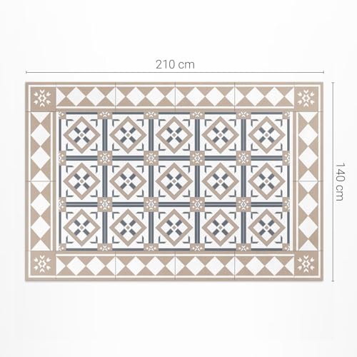 Tapis d'extérieur 140x210 cm PVC rectangle à motif cube losange