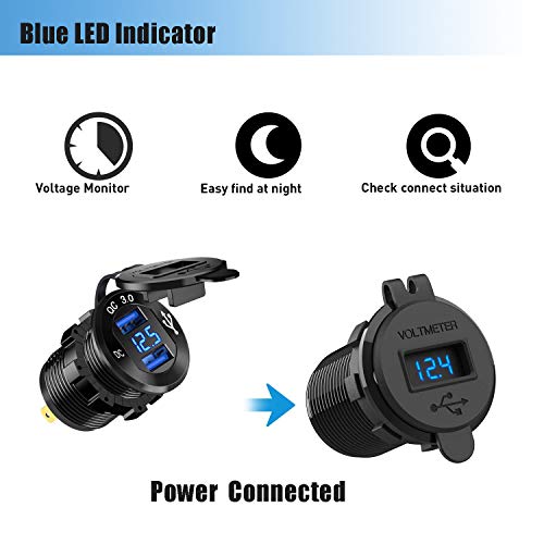 Motorrad USB Steckdose GemCoo QC 3.0 mit zwei Ladeports für Fahrzeuge
