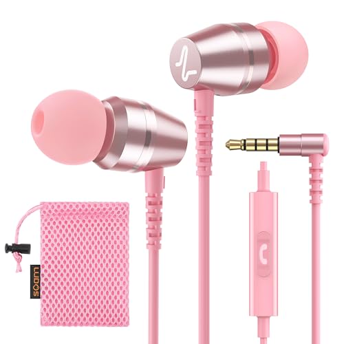 Ludos OMNITONE Auriculares In Ear con Cable y Microfono, 5 Años de Garantía, Auricular con Jack, Cascos Musica con Graves Potentes, para iPhone, iPad, Samsung, Xiaomi, Huawei, Gaming, Móvil - Rosa