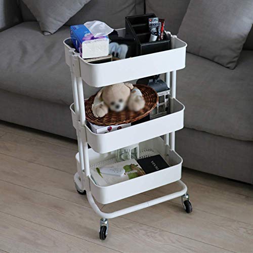 LSSOAZZVVN Storage Rack Serving Cart Medical Cart Tool Beauty Salon Rolling Trolley with Casters, 3 Tier Hair Styling Cart, Portable Utility Cart for Spa Tools,Beige,Normal (Creamy White Normal)