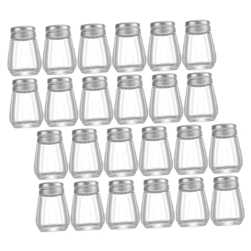 ULTECHNOVO 30pcs Mini Seasoning Containers Shaker Set, Portable Salt Pepper Shakers with Glass and Stainless Steel, Lightweight Condiment Holders for Picnic and Outdoor BBQ Grill
