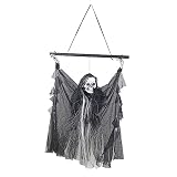 Horror de Halloween aterrador 2023 Y23K de Halloween Apoyos para los Ojos brillantes Crea un sonido Decoración de la habitación de Cuelga la casa Cuelga la decoración de la Invitaciones (Negro, One