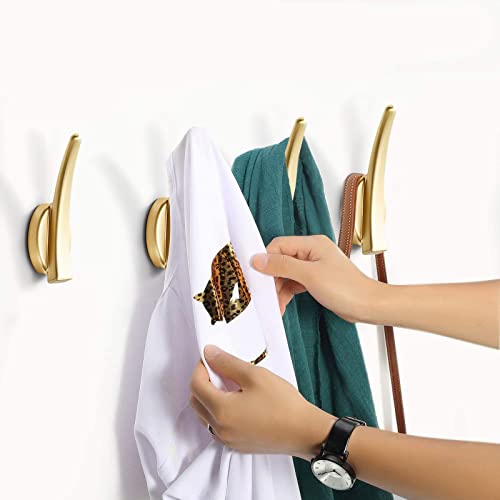 Gold Wall Hooks Coat Hooks 4 Pack Towel Hooks Wall Mounted Single Hook Heavy Duty Hardware Robe Hooks For Hanging Brushed Gold Hooks Zinc Alloy Hooks For Bathroom Garage Entryway Kitchen Home #TOP1
