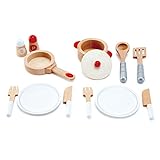 Inspira a pequeños cocineros y cocineras: este juego de cocina es todo lo que tu hijo/a necesita para preparar y servir una deliciosa comida para dos; fomenta el juego imaginativo y desarrolla el amor por la cocina