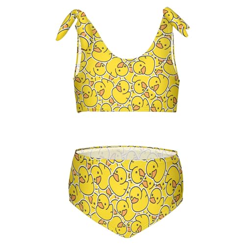 Girls Tankini Swimsuit 2 Piece Yellow Duck Summer Beach Bikini Bathing Suit 7-8T