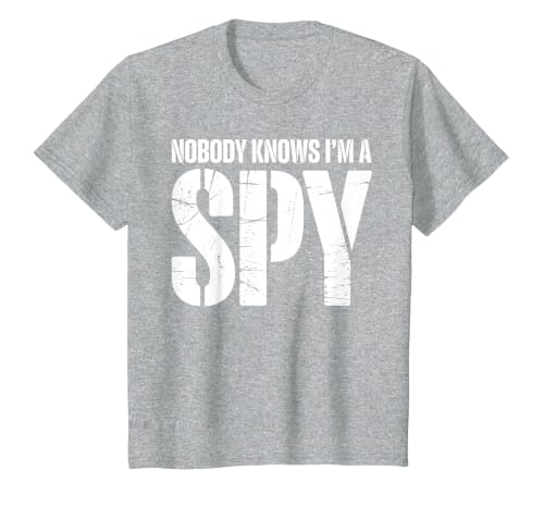 Funny Spy Design for Men Women Kids Secret Agent Costume T-Shirt, Youth, Heather Grey, Small