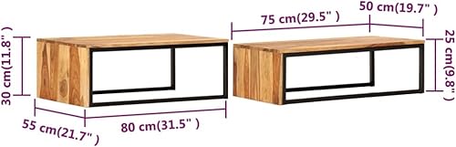 Miniatura 2 de Mesas nido, mesa de centro única, pequeña mesa de centro elevada adecuada para sala de estar, balcón, oficina, sala de estar familiar, 2 piezas de